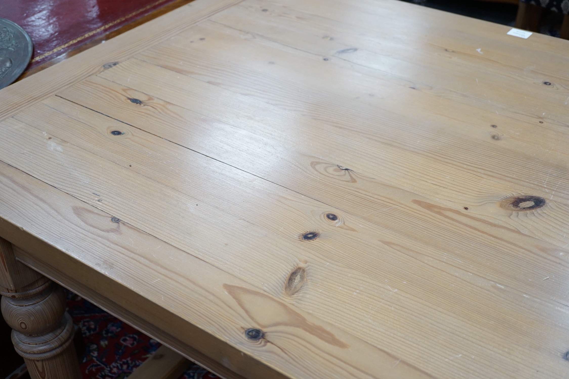 A modern pine refectory table, 213 x 98cm, height 76cm *Please note the sale commences at 9am.